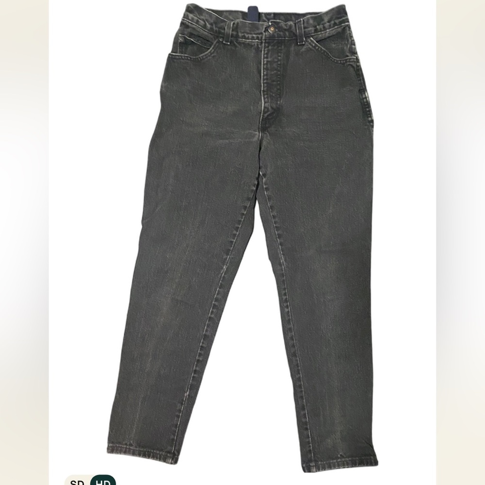 Lands End Straight Leg High Rise Black Denim Jeans Size 10 Waist 28